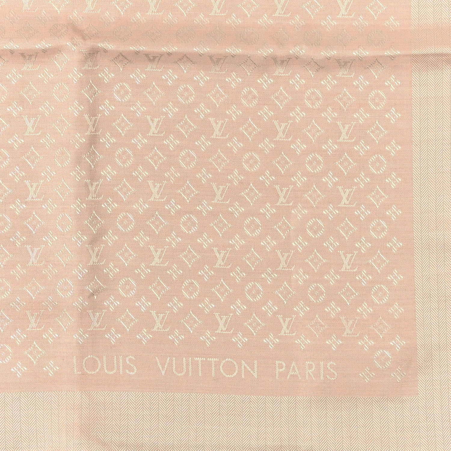Louis Vuitton Wool Silk Monogram Evermore Shawl Latte 2 of 4