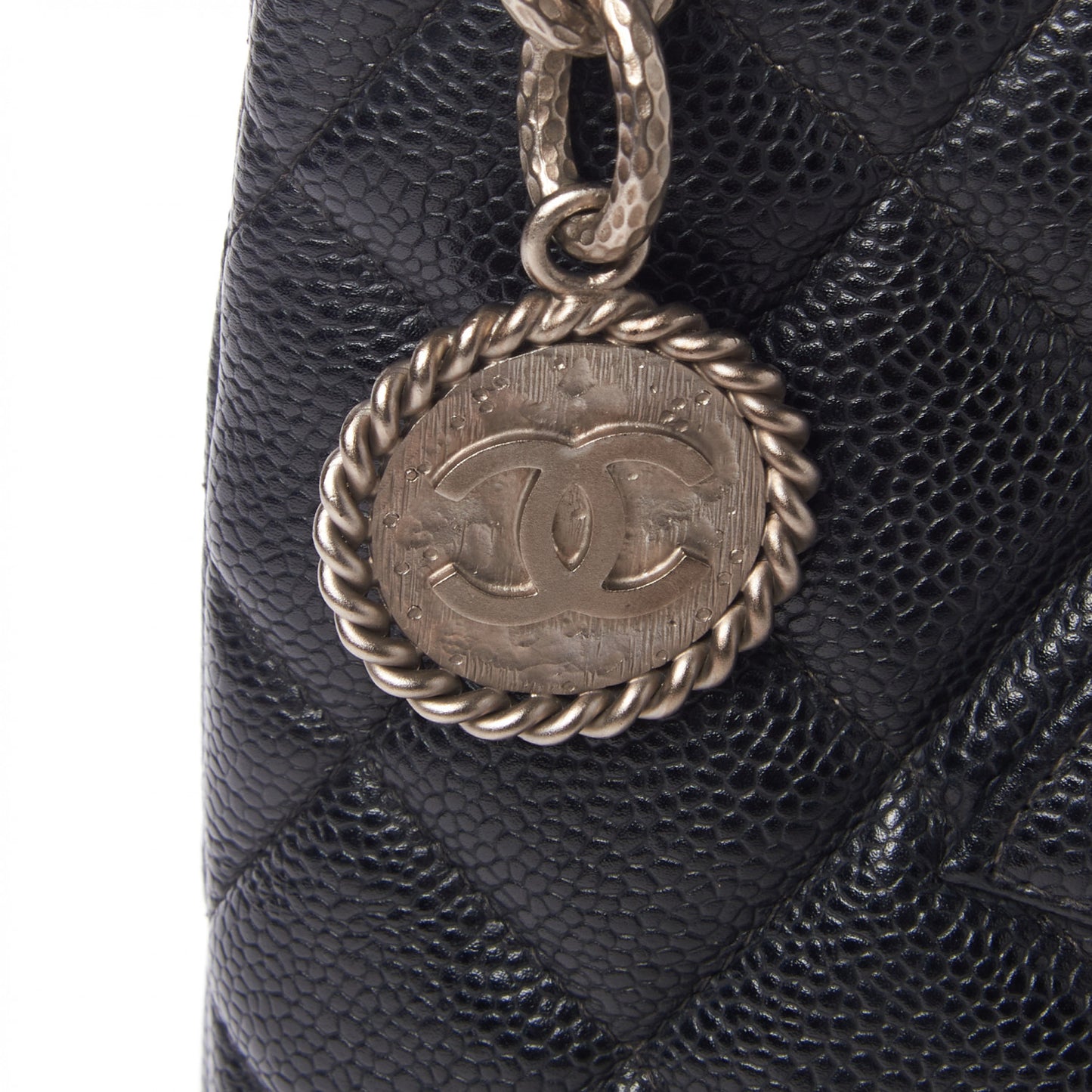 Caviar Quilted Medallion Tote Black