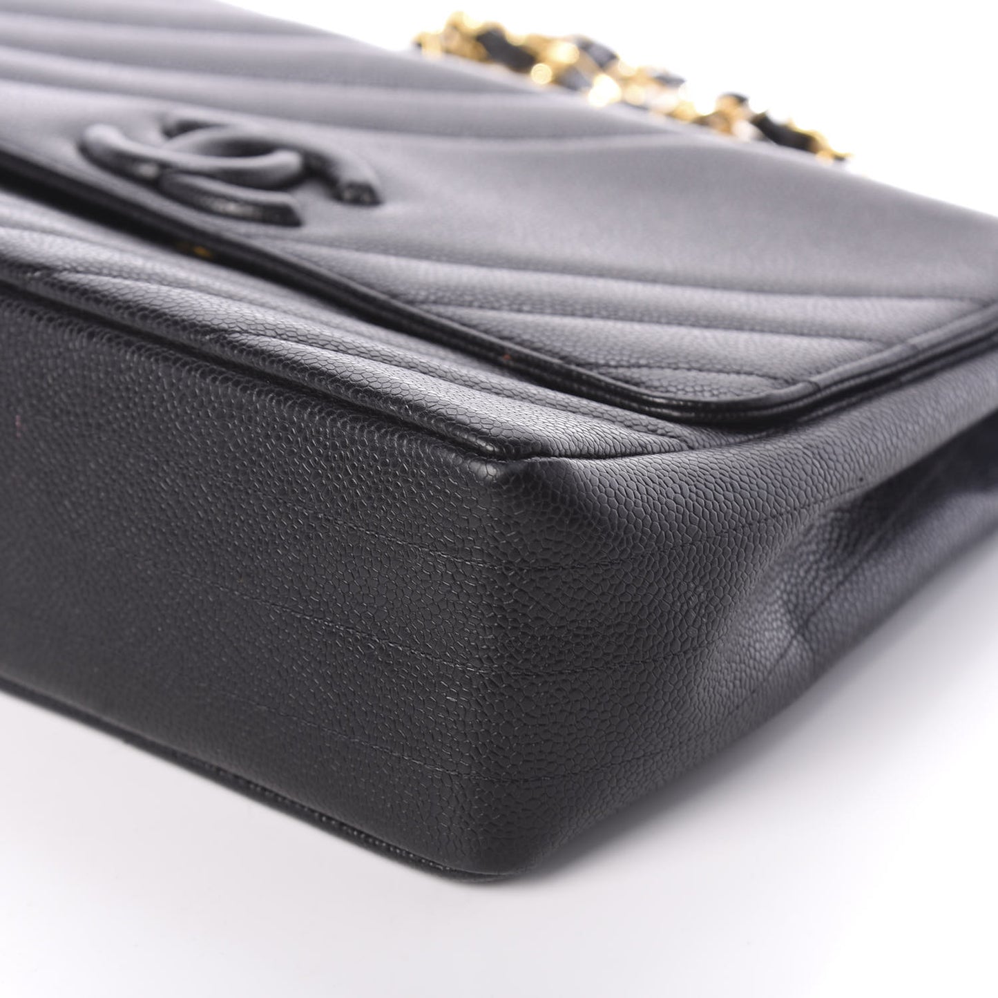 Caviar Diagonal Quilted Jumbo Single Flap Black