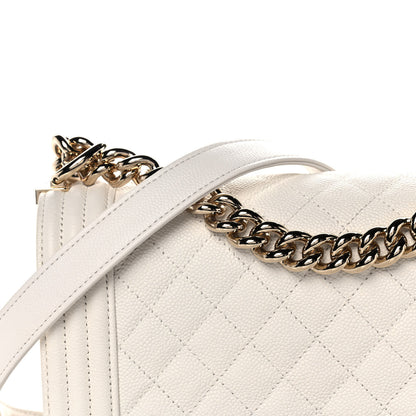 Chanel Caviar Quilted Medium Boy Flap White 11 of 12