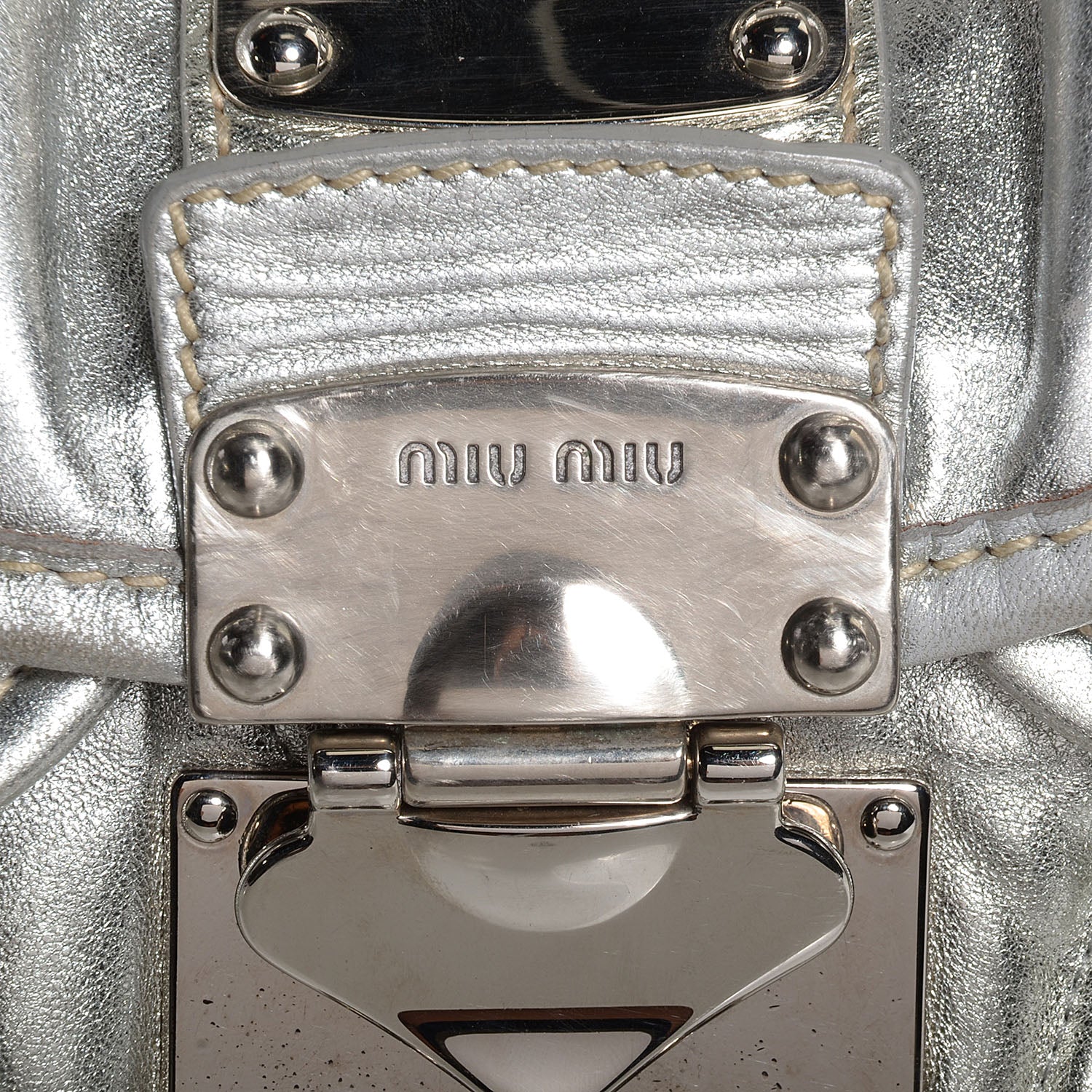 Miu Miu Leather Matelasse Coffer Silver 9 of 10