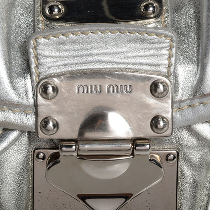 Miu Miu Leather Matelasse Coffer Silver 9 of 10
