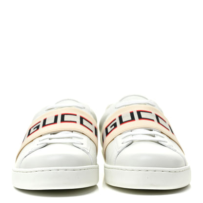 Gucci Calfskin Stripe Mens New Ace Sneakers 8.5 White Ecru Red Flame 2 of 9