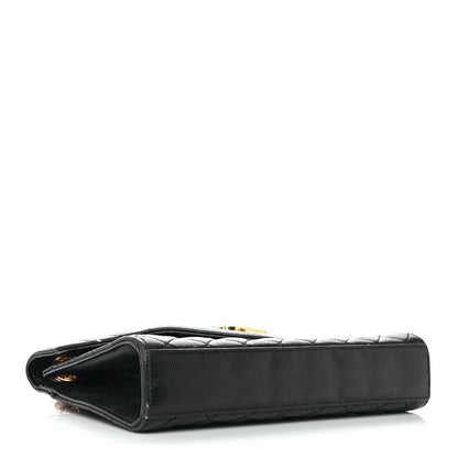 Saint Laurent Grain De Poudre Textured Mixed Matelasse Triquilt Medium Monogram Satchel Black 4 of 10