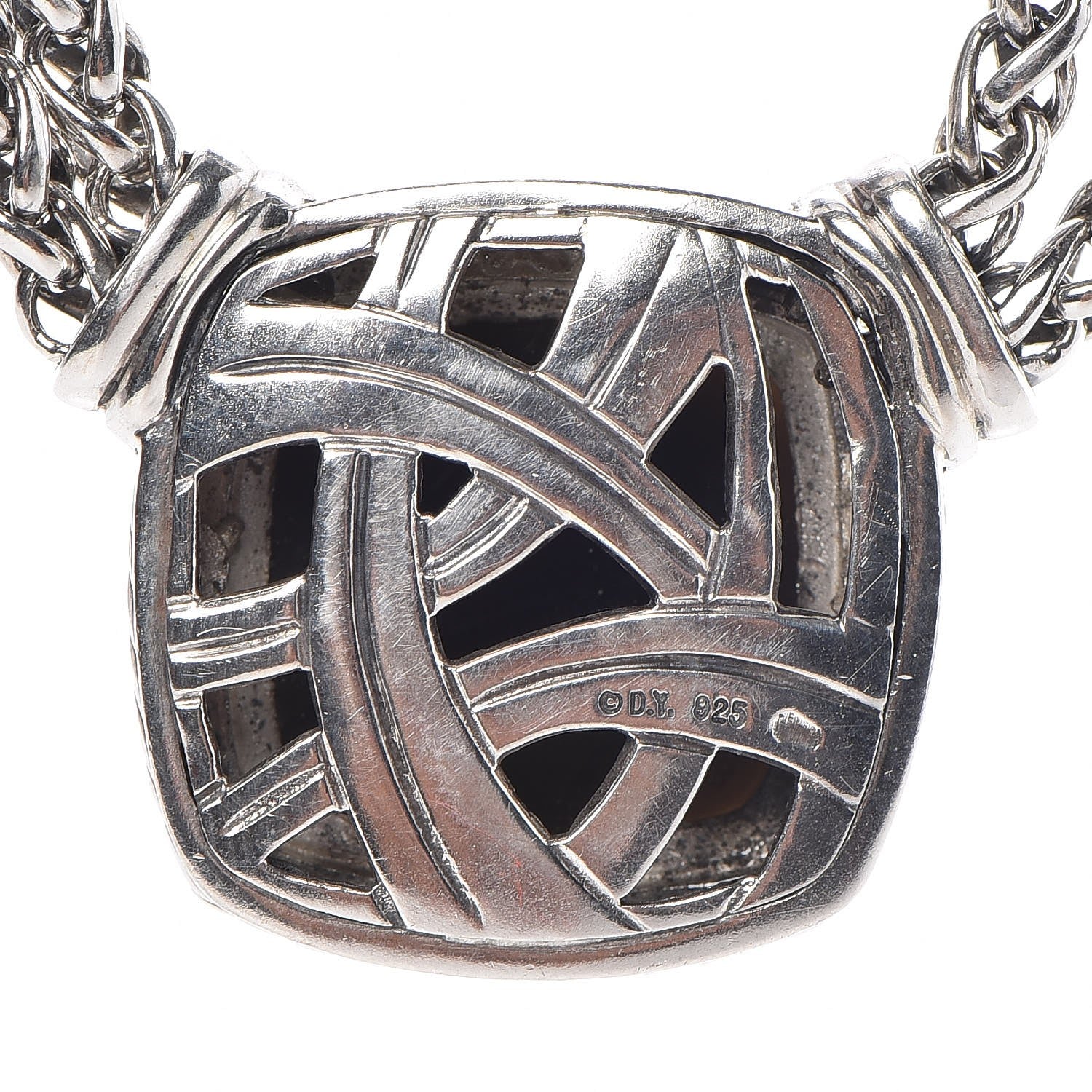 David Yurman Sterling Silver Diamond Black Onyx 19mm Albion Double Wheat Chain Necklace 7 of 15
