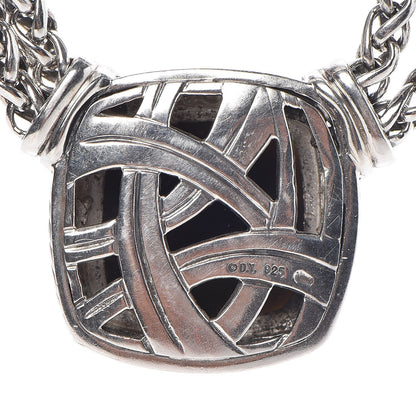 David Yurman Sterling Silver Diamond Black Onyx 19mm Albion Double Wheat Chain Necklace 7 of 15