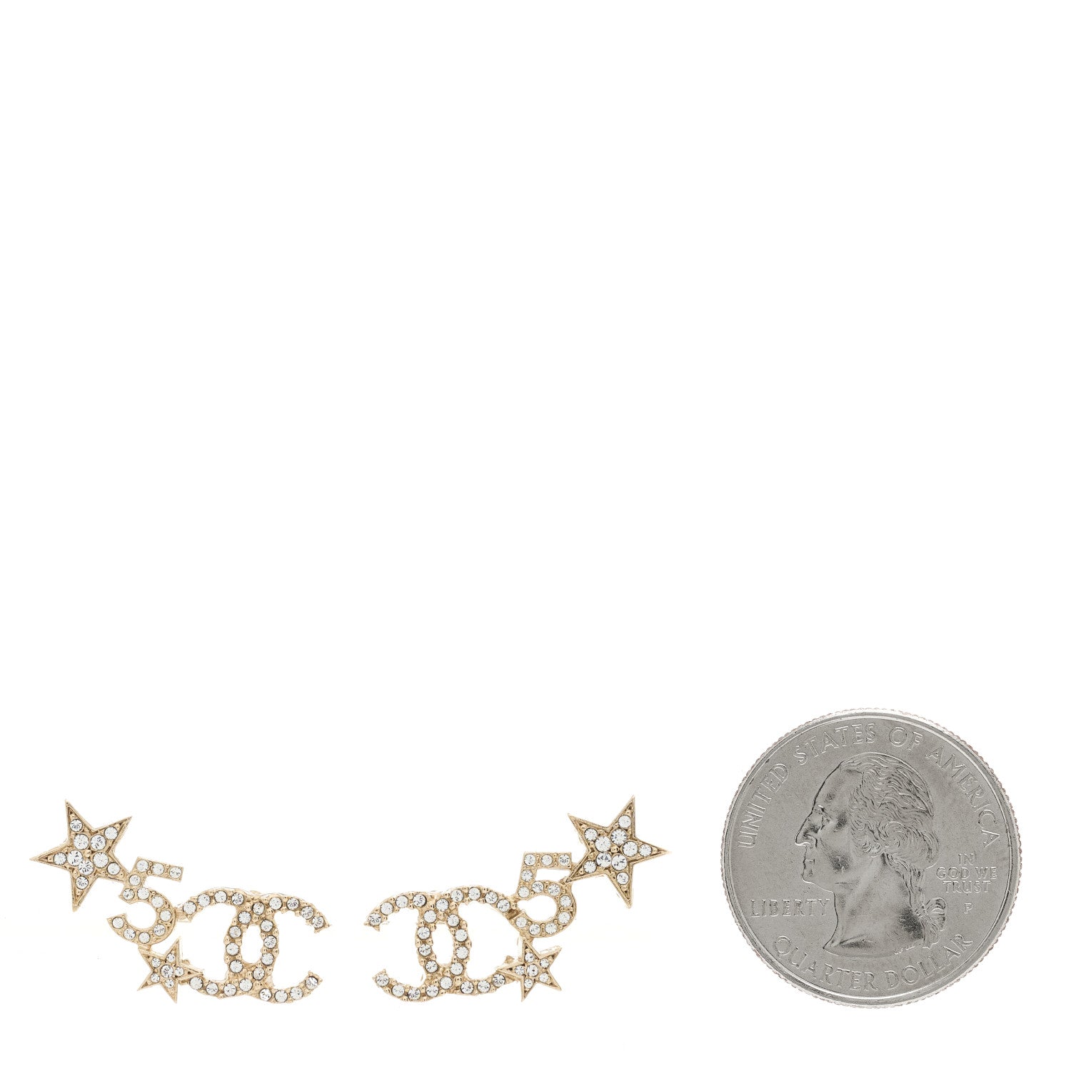 Chanel Crystal Star 5 CC Earrings Gold 2 of 5