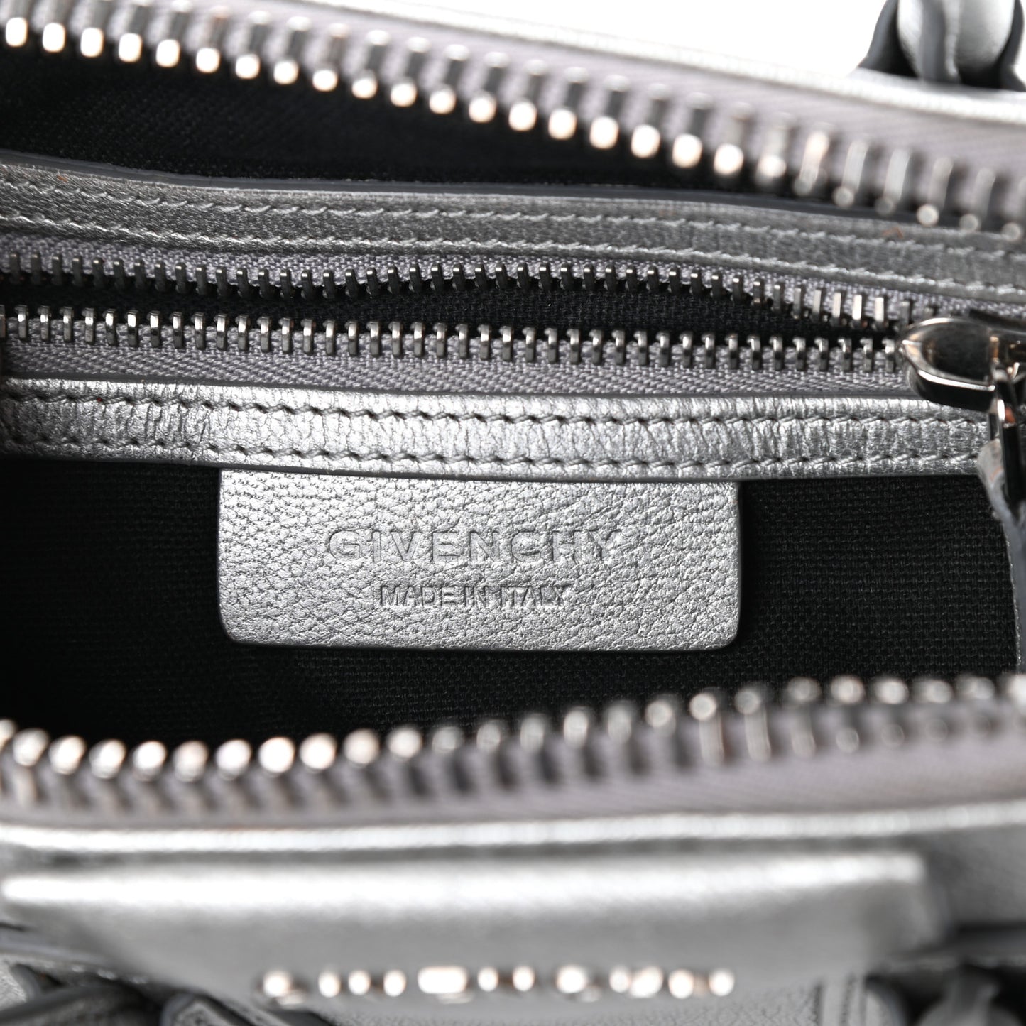 Metallic Sugar Goatskin Mini Antigona Silver