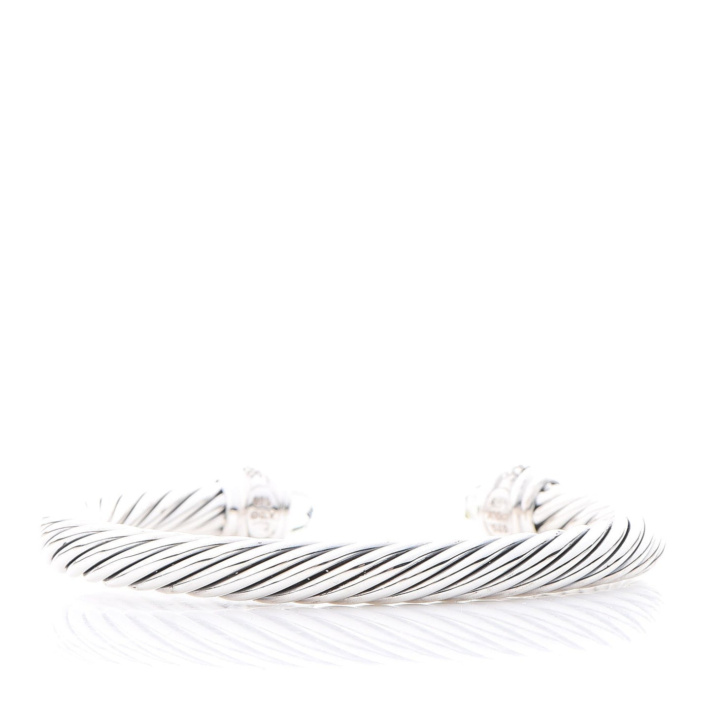 Sterling Silver Diamond Prasiolite 7mm Cable Classics Bracelet