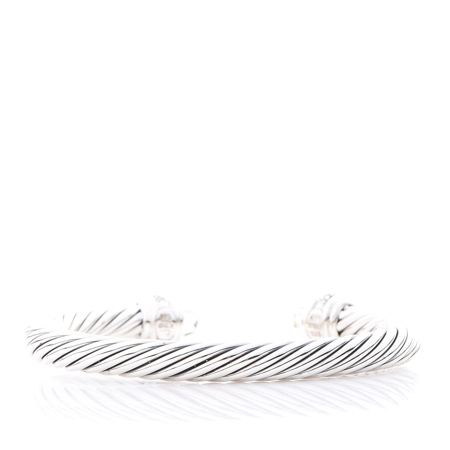 David Yurman Sterling Silver Diamond Prasiolite 7mm Cable Classics Bracelet 3 of 5