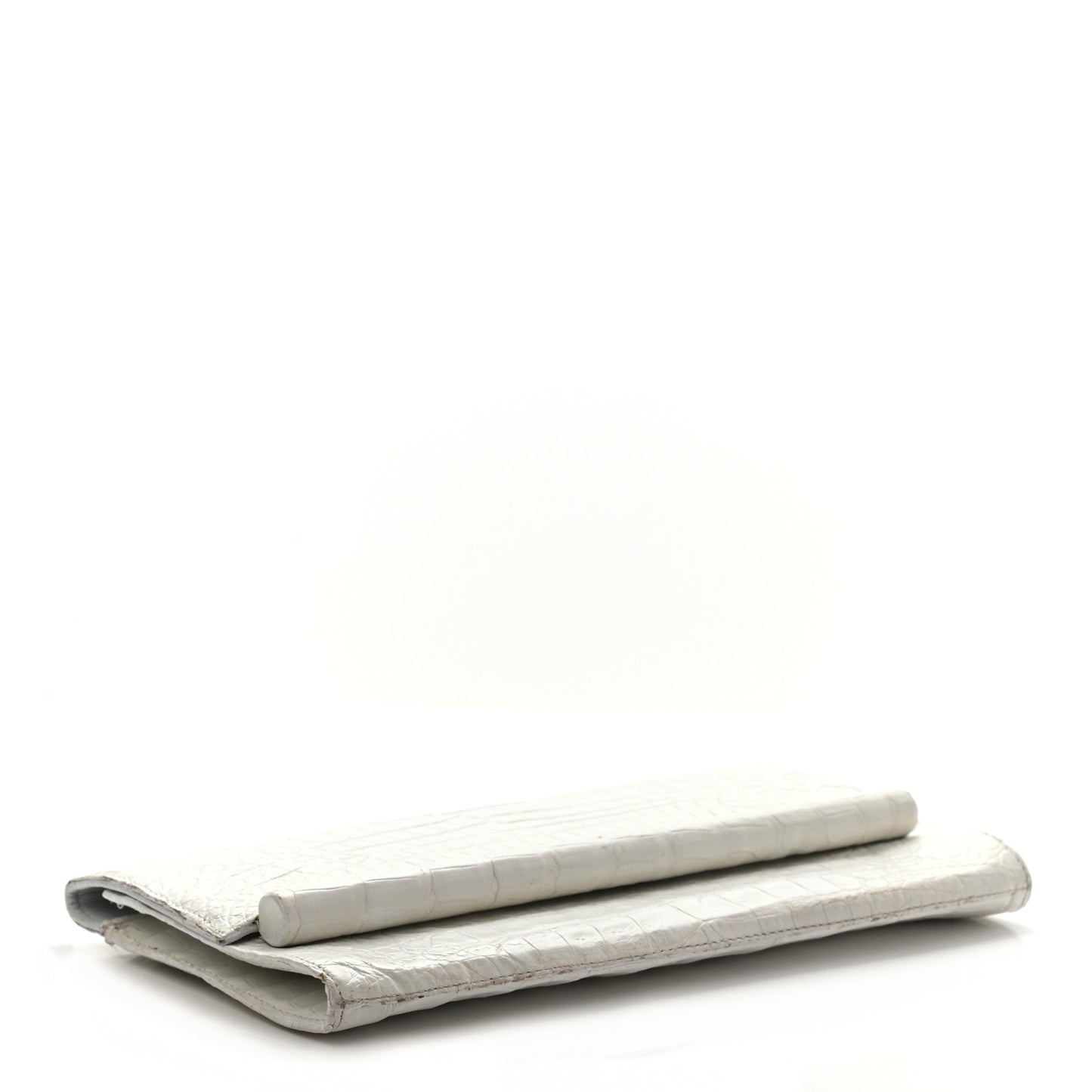 Crocodile Foldover Clutch White