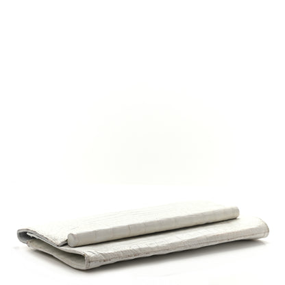 Nancy Gonzalez Crocodile Foldover Clutch White 3 of 13