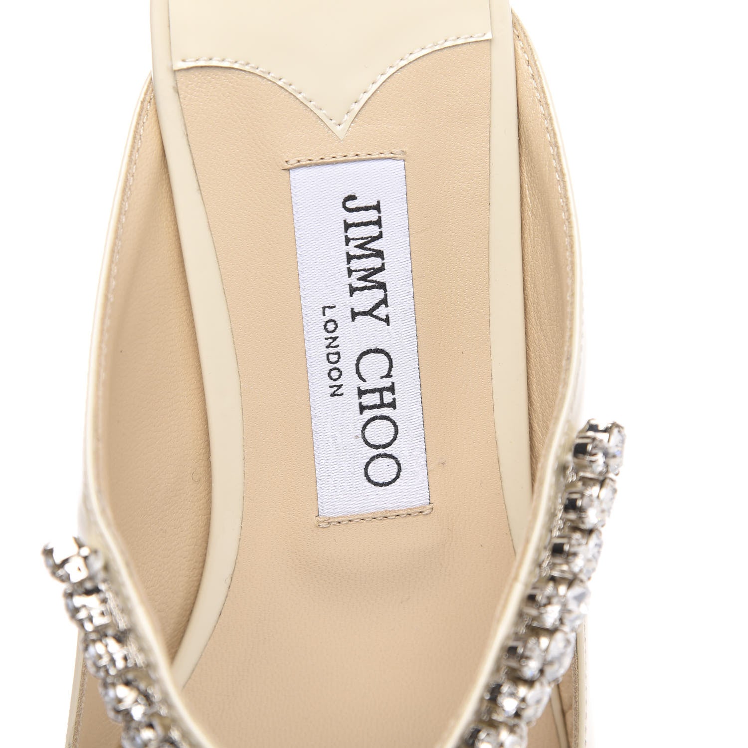 Jimmy Choo Patent Crystal Bing Mule Flats 39 Ivory 6 of 7