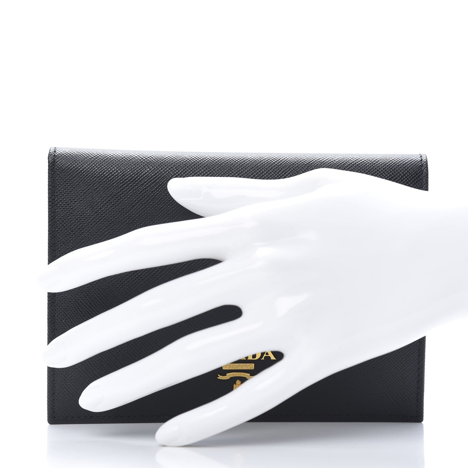 Prada Saffiano Metal Flap Passport Holder Black 2 of 9