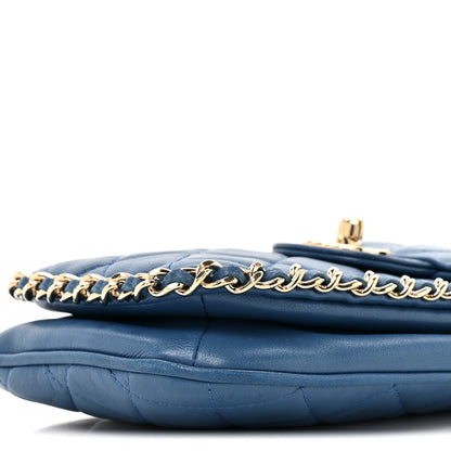 Chanel Lambskin Quilted Chain Phone Holder Blue 10 of 11