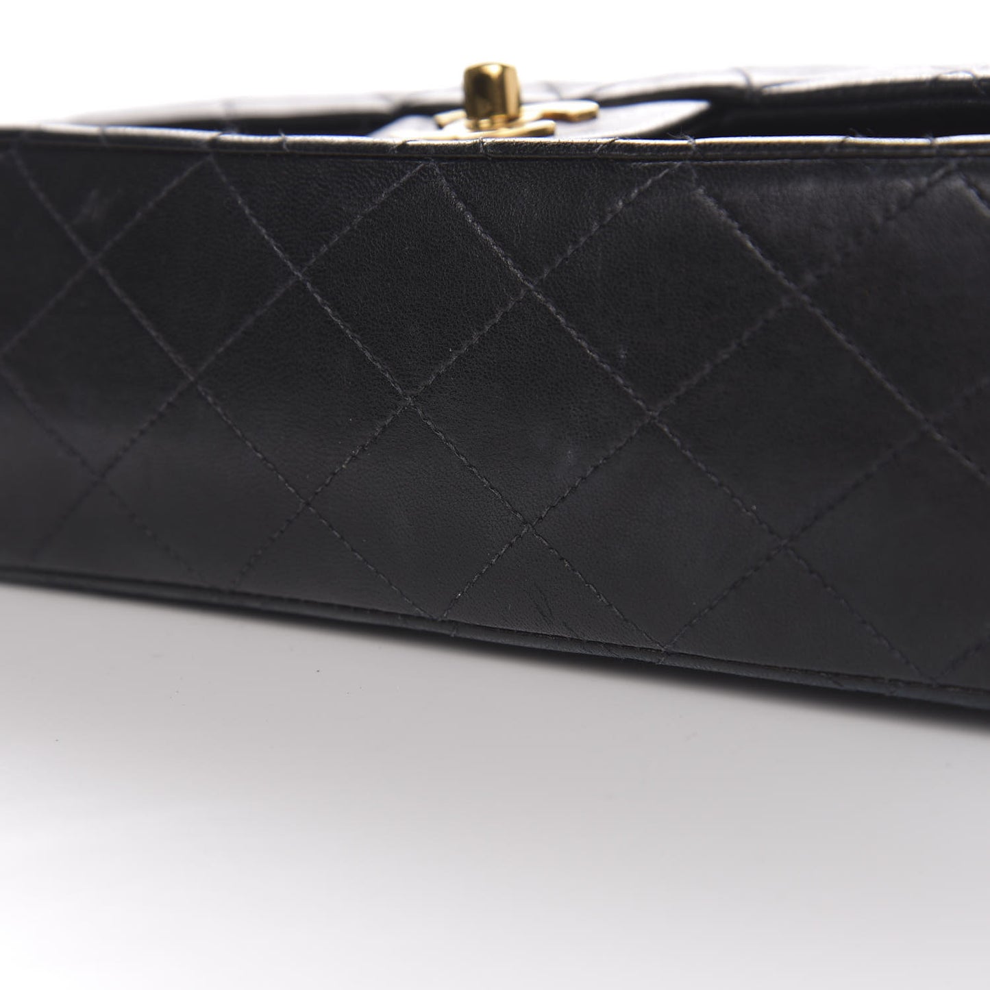 Lambskin Quilted Medium Double Flap Black
