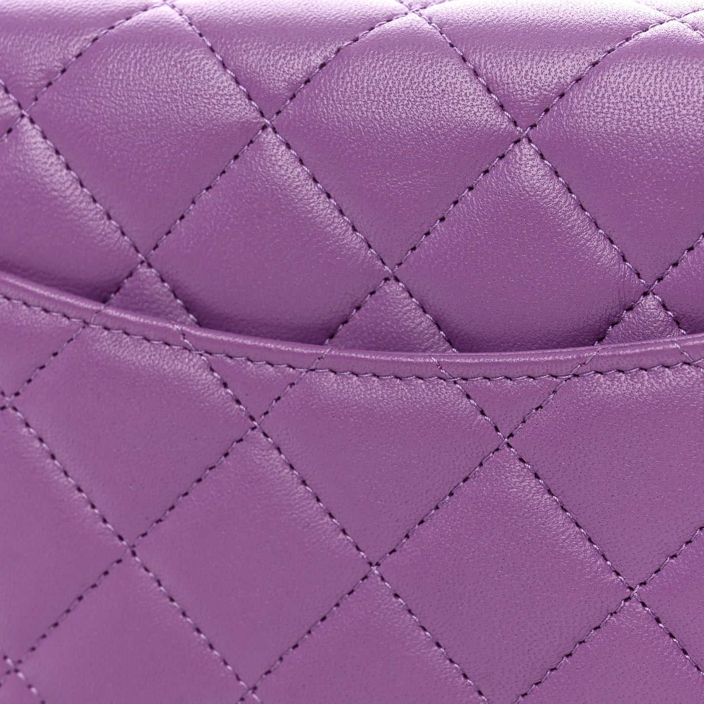 Lambskin Quilted Wallet On Chain WOC Purple