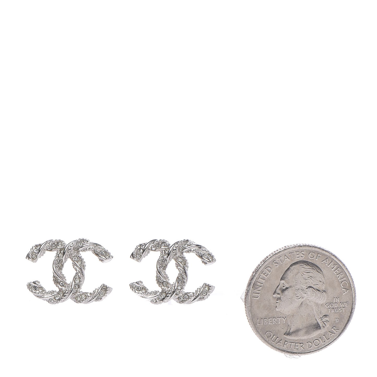 Crystal Twisted CC Earrings Silver