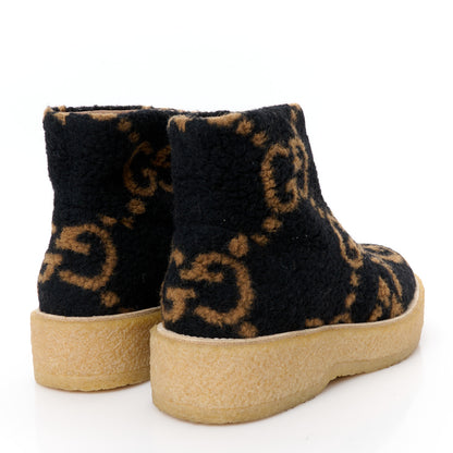 Gucci Faux Shearling Hooper GG Womens Ankle Boots 38.5 Black Natural Tan 5 of 9