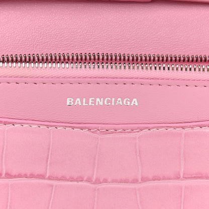 Balenciaga Patent Crocodile Embossed B Wallet On Chain Pink 6 of 10