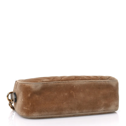 Gucci Velvet Matelasse Small GG Marmont Chain Shoulder Bag Taupe 4 of 13