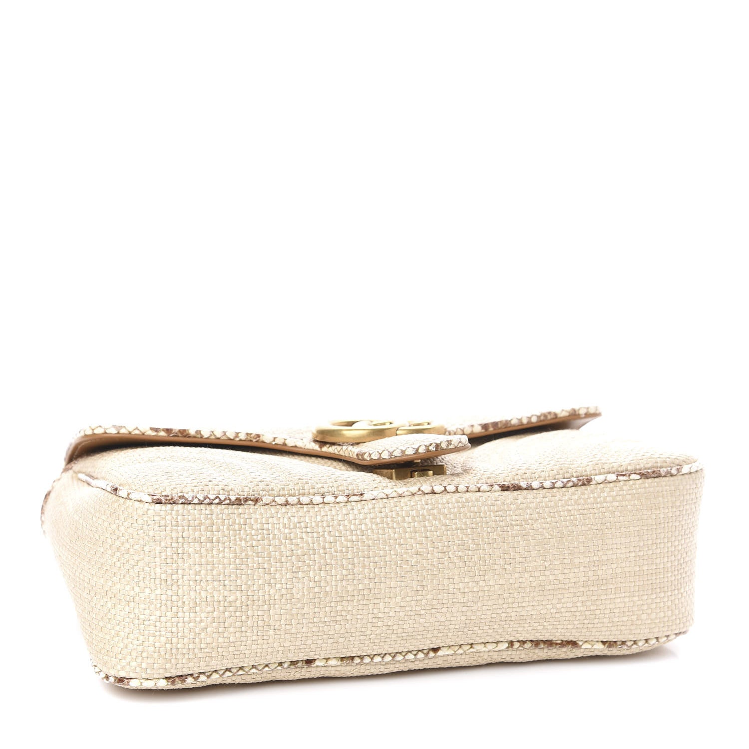 Gucci Raffia Elaphe Matelasse Small GG Marmont Shoulder Bag Natural Cream Brown 4 of 10