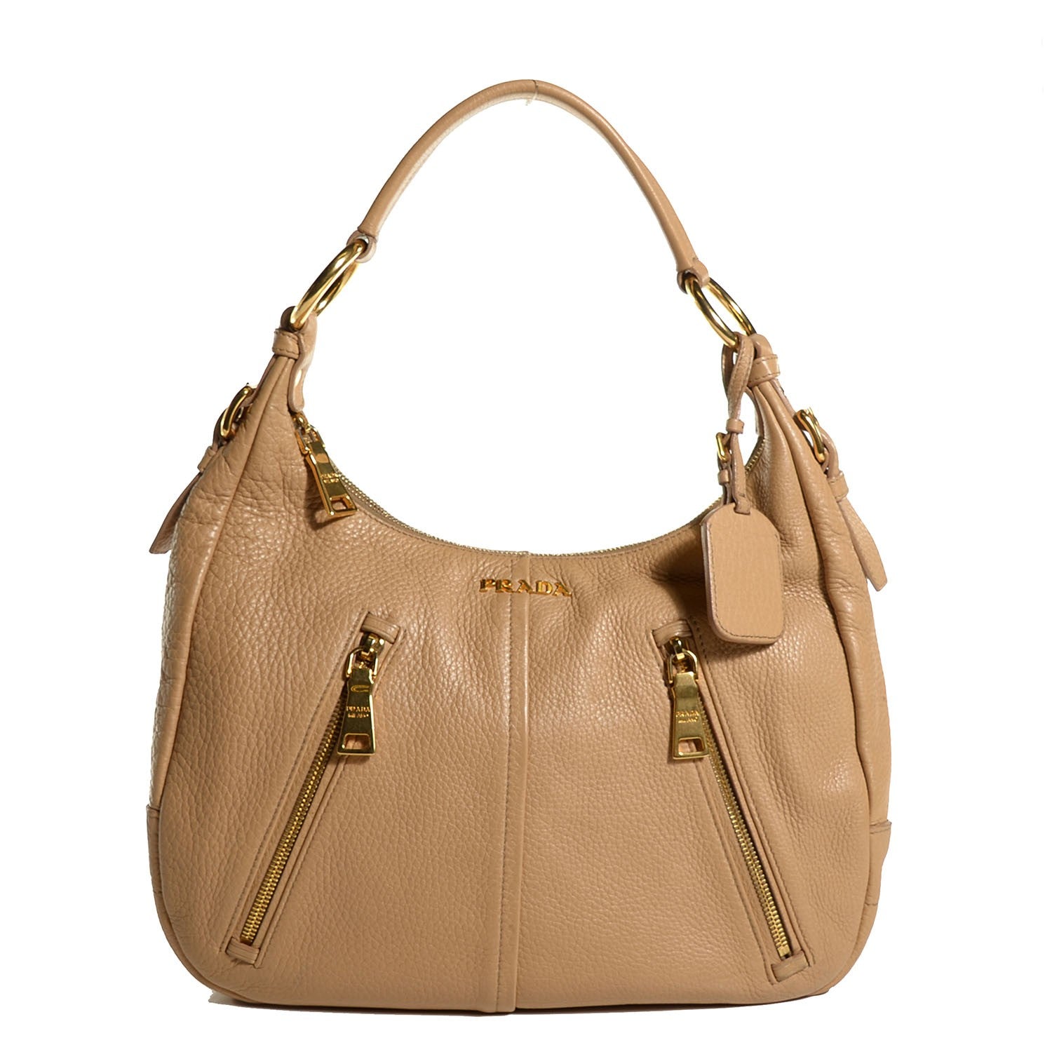 Prada Vitello Daino Double Zip Hobo Sabbia 1 of 10