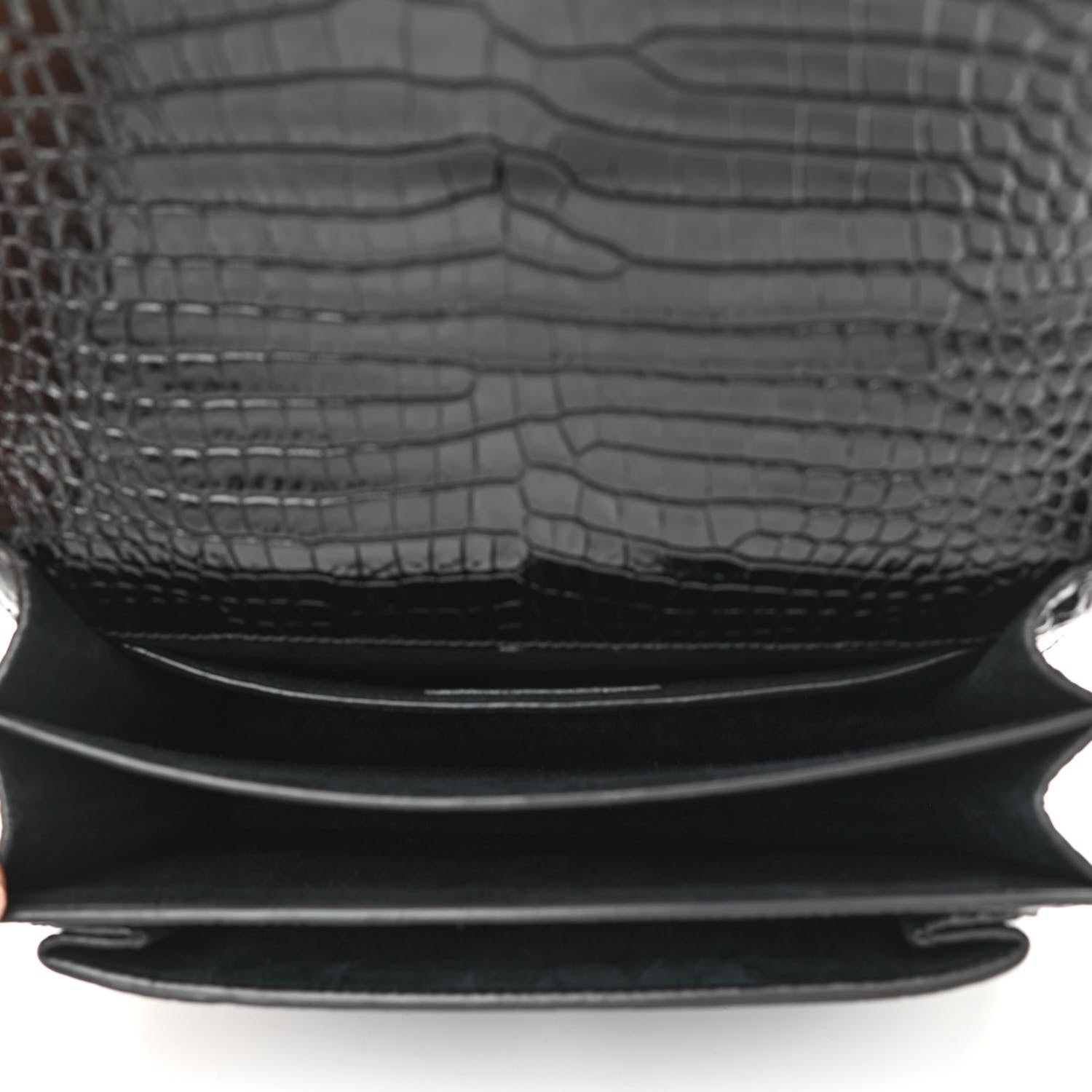 Saint Laurent Calfskin Crocodile Embossed Medium Monochrome Monogram Sunset Black 5 of 8