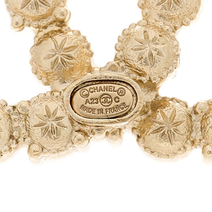 Chanel Pearl Crystal CC Brooch Gold Pearly White Purple 3 of 4