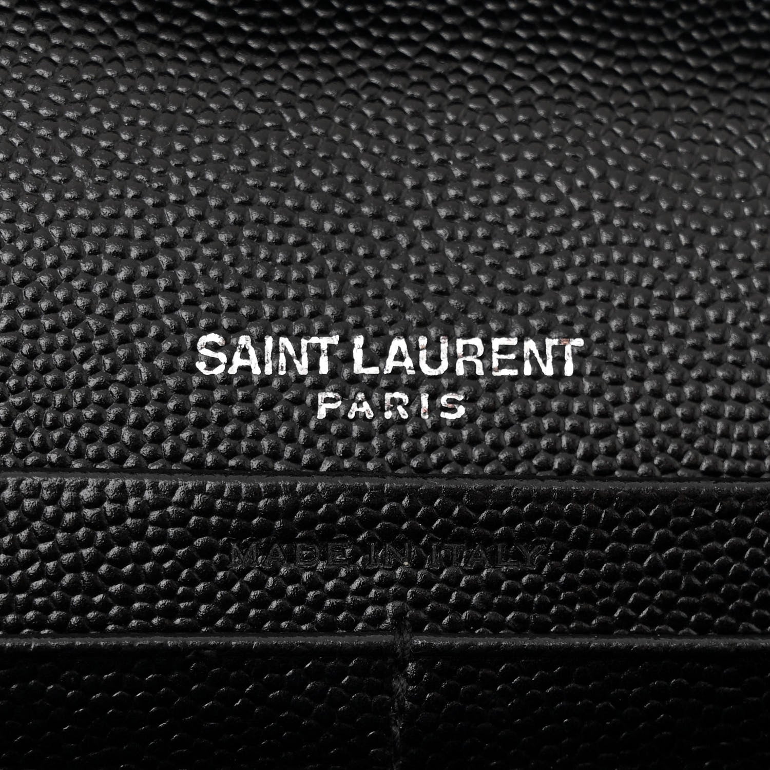 Saint Laurent Grain De Poudre Matelasse Chevron Monogram Monochrome Chain Wallet Black 6 of 11