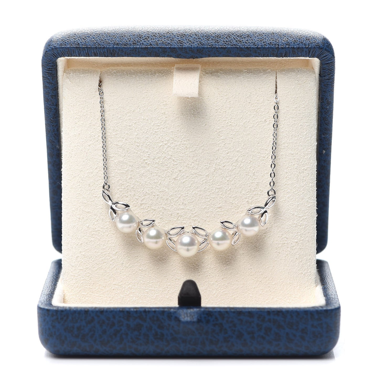 Sterling Silver Akoya Pearl 5.5-6mm Leaf Pendant Necklace