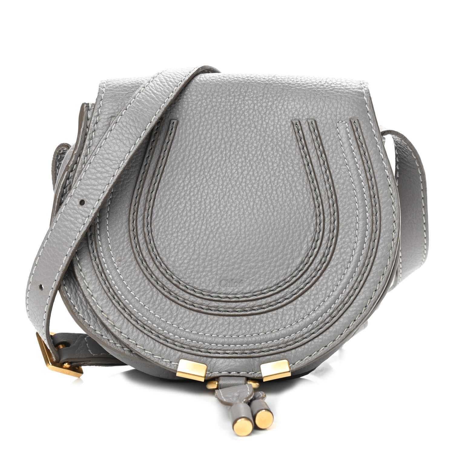 Chloe Calfskin Mini Marcie Round Crossbody Bag Cashmere Grey 1 of 8
