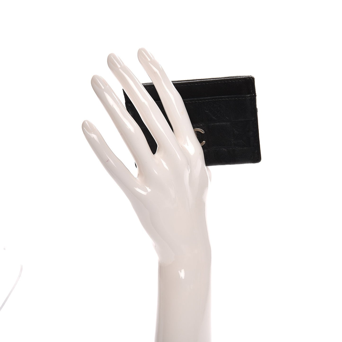 Lambskin Quilted Precious Symbols Card Holder Black