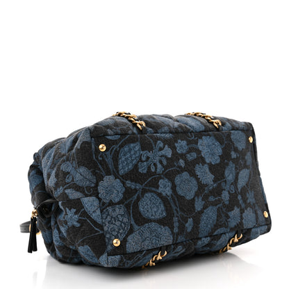 Chanel Denim Printed Destination Chenonceau Shoulder Bag Blue Black 4 of 10