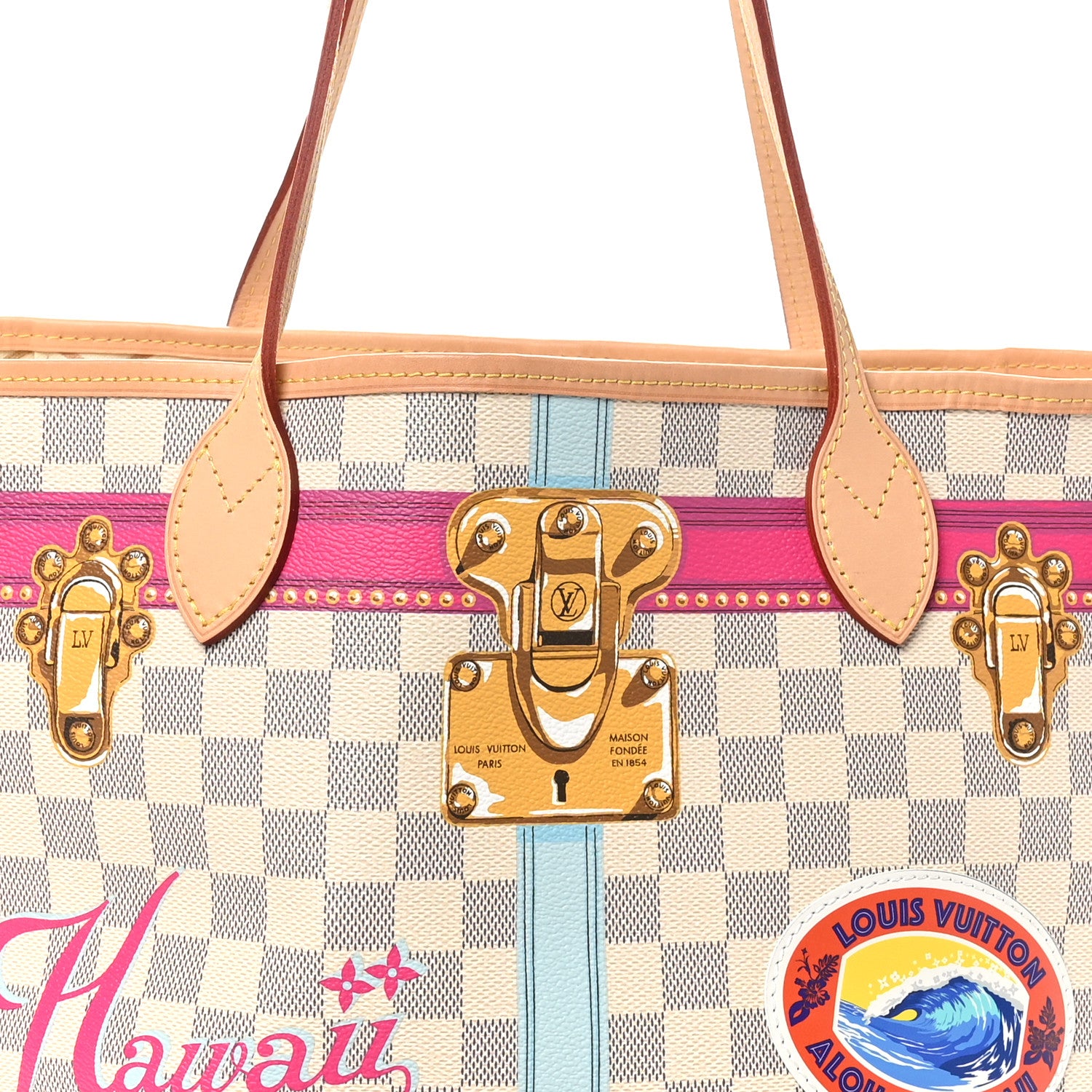 Louis Vuitton Damier Azur Summer Trunks Hawaii Neo Neverfull MM 8 of 10