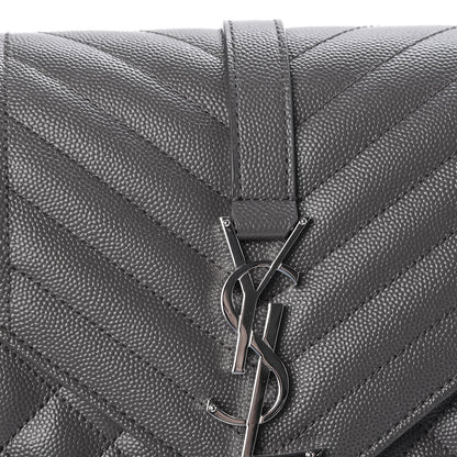 Saint Laurent Grain De Poudre Textured Mixed Matelasse Medium Triquilt Monogram Satchel Earth 9 of 9