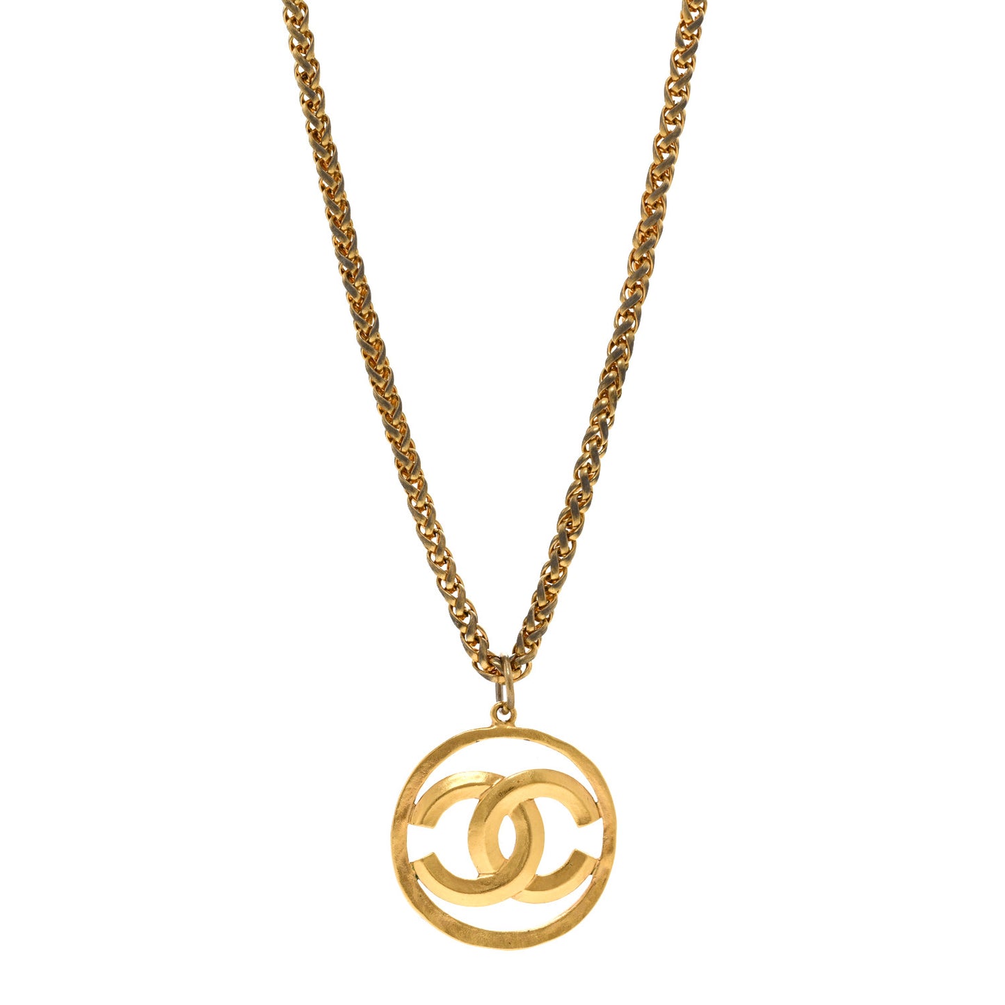 Metal CC Medallion Chain Necklace Gold