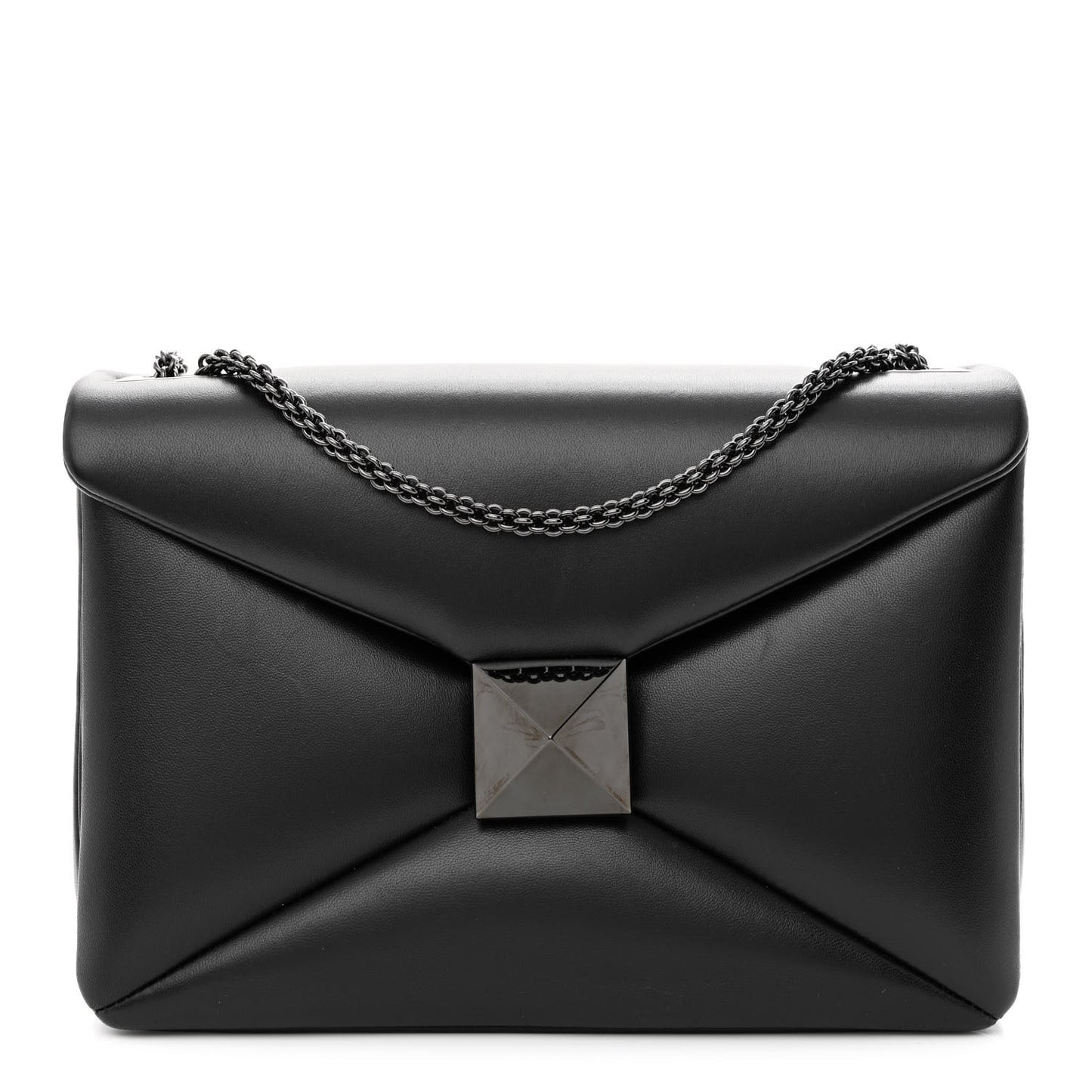Nappa Tonal One Stud Chain Shoulder Bag Black