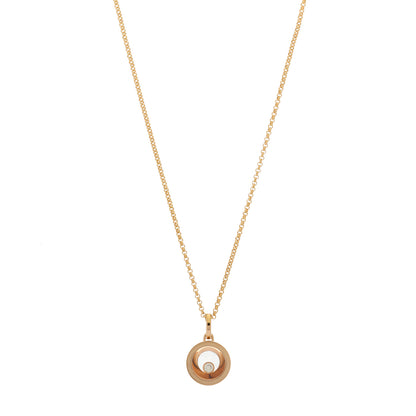 Chopard 18K Rose Gold Diamond Happy Diamonds Round Pendant Necklace 1 of 5