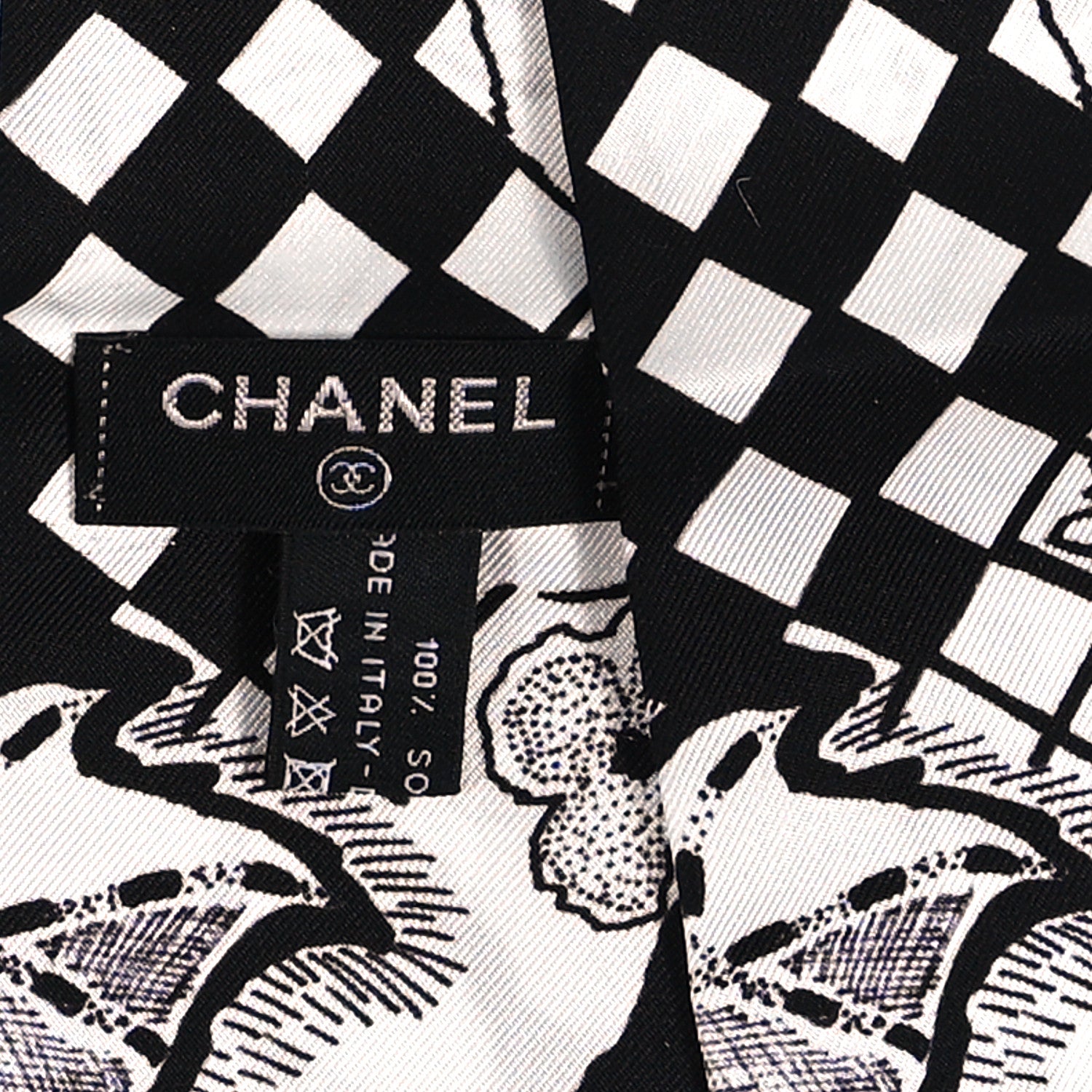 Chanel Silk CC Slim Bandeau Scarf White Black 3 of 3