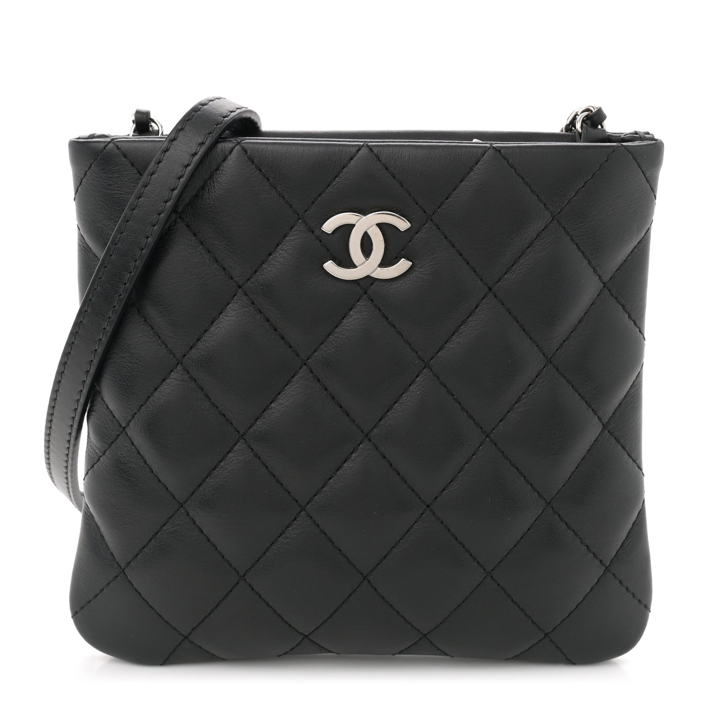 Lambskin Quilted Crossbody Bag Black
