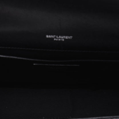Saint Laurent Grain De Poudre Textured Mixed Matelasse Triquilt Medium Monogram Satchel Black 5 of 16