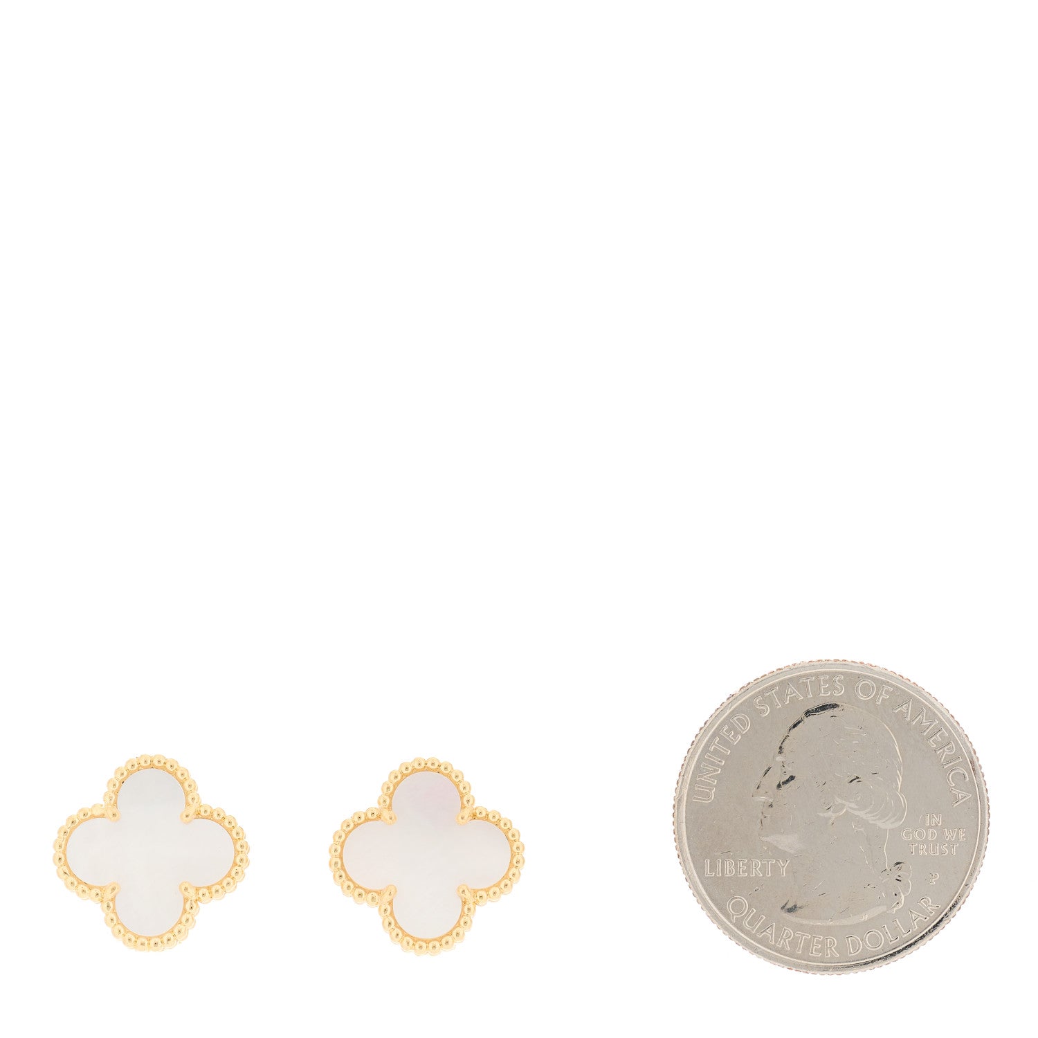 Van Cleef & Arpels 18K Yellow Gold Mother of Pearl Vintage Alhambra Earrings 2 of 5