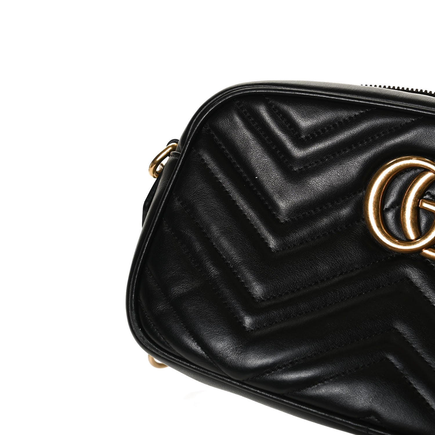 Gucci Calfskin Matelasse Small GG Marmont Chain Shoulder Bag Black 15 of 15