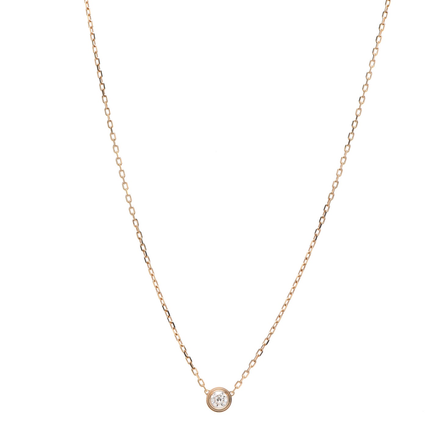 18K Pink Gold Diamond LM D'Amour Pendant Necklace