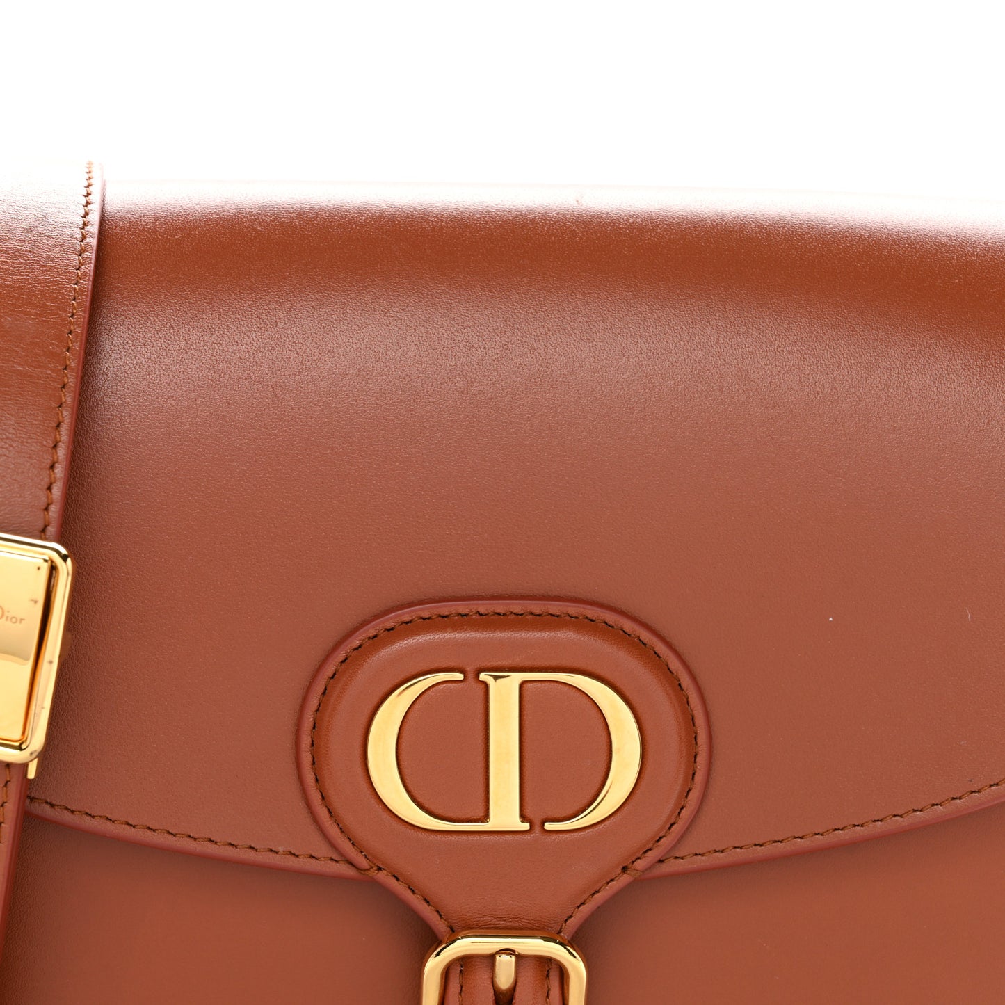 Box Calfskin Medium Bobby Flap Dark Tan