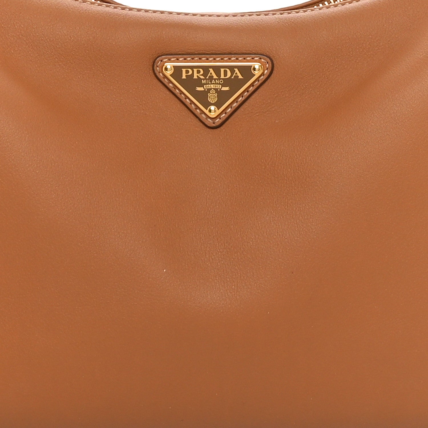 Prada Soft Calfskin Large Aimee Shoulder Bag Caramel 7 of 9