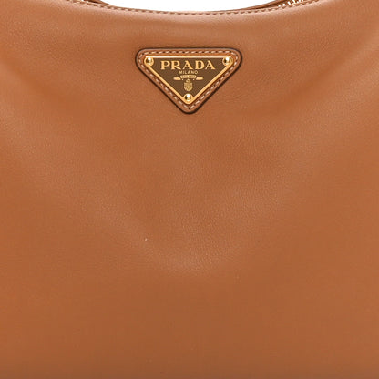 Prada Soft Calfskin Large Aimee Shoulder Bag Caramel 7 of 9