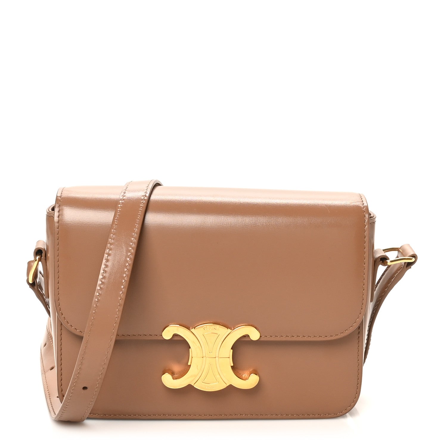 Celine Shiny Calfskin Teen Triomphe Bronze 1 of 9