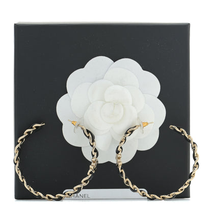 Chanel Lambskin CC Chain Hoop Earrings Gold Black 6 of 6